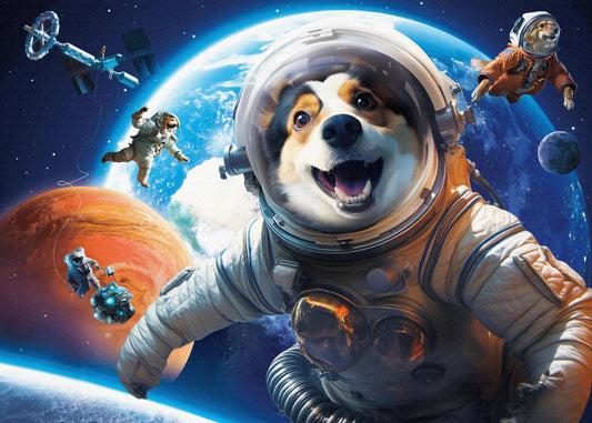 Nattork Jigsaw Puzzles 1000 Pieces Dog Astronaut for Adults