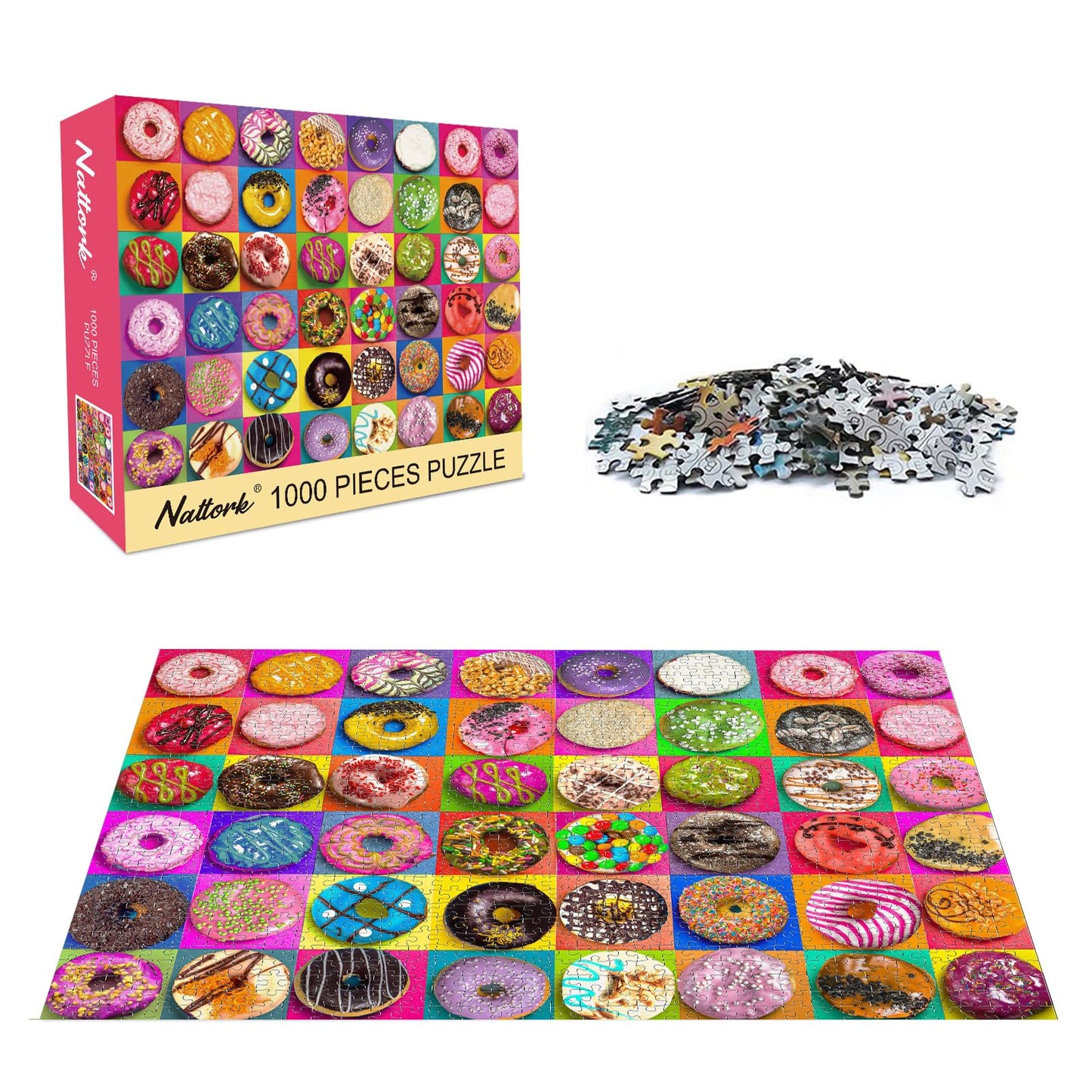 Nattork Donuts Jigsaw Puzzles 1000 Pieces for Adults